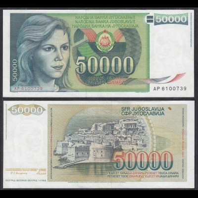 Jugoslawien - YUGOSLAVIA - 50000 50.000 Dinara 1988 VF+ (3+) Pick 96 (29044