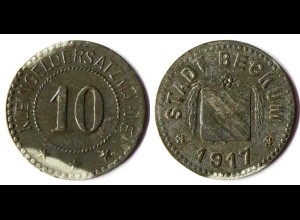 Beckum 10 Pfennig 1917 Kleingeldersatzmarke Notgeld Zink Funck 31.2 (r894