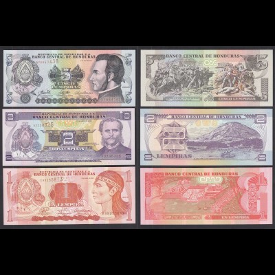 Honduras 1,2,5 Lempira 3 Stück Banknoten 2006/2008 UNC (1) (29127