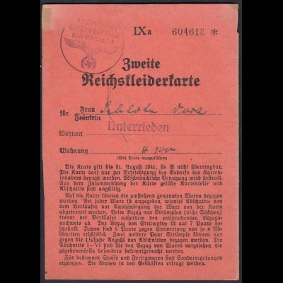 2. Reichskleiderkarte 3.Reich Unterrieden Hessen (23143