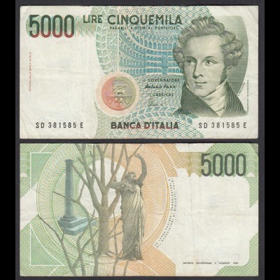 Italien - Italy 5000 Lire Banknote 1985 Pick 111c VF- (3-) (29156
