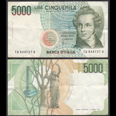 Italien - Italy 5000 Lire Banknote 1985 Pick 111c VF (3) (29159