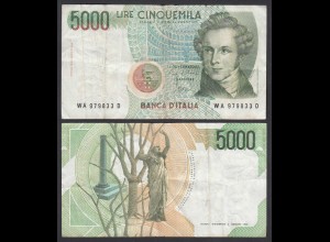 Italien - Italy 5000 Lire Banknote 1985 Pick 111a F (4) (29160