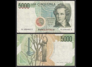 Italien - Italy 5000 Lire Banknote 1985 Pick 111b VF (3) (29161