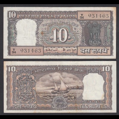 Indien - India - 10 RUPEES Pick 60c sig.80 XF (2-) Letter B (29203