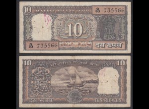 Indien - India - 10 RUPEES Pick 60c sig.80 VG (5) Letter B (29205