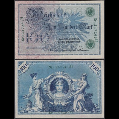 Reichsbanknote 100 Mark 1908 Ro 34 Pick 34 UDR: G Serie H UNC (1) (29345