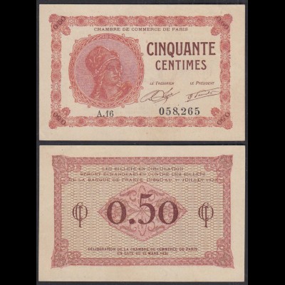 Frankreich - France Paris 0,50 Centimes 1920-1922 Pirot:97-10 aUNC (29332