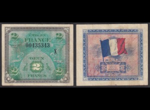 Frankreich - France Replacement - Ersatznote 2 Francs 1944 Pick 114a VF- (3-)