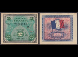 Frankreich - France 2 Francs 1944 Allied Military Currency Pick 114b VF (3)