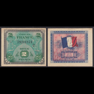 Frankreich - France 2 Francs 1944 Allied Military Currency Pick 114b VF (3)