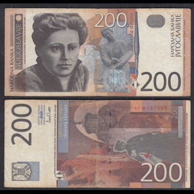 Jugoslawien - Yugoslavia 200 Dinara Banknote 2001 F (4) Pick 157 (29099
