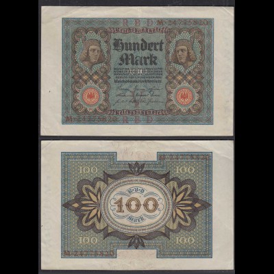 Reichsbanknote - 100 Mark 1920 UDR V Ro 67b Pick 69 VF (3) Serie M (29367