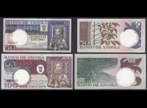 Angola 50 + 100 Escudos Banknoten 1973 Pick 105 + 106 UNC (1) (29385