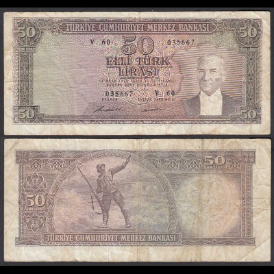 Türkei - Turkey - 50 Lira 1964 Banknote Pick 175 F (4) (29449
