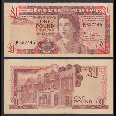 GIBRALTAR 1 Pound Banknotes 15.09.1979 Pick 20b XF (2) (29453