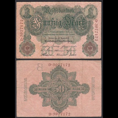 Reichsbanknote 50 Mark 1910 Ro 42 Pick 41 B/D F (4) (29487