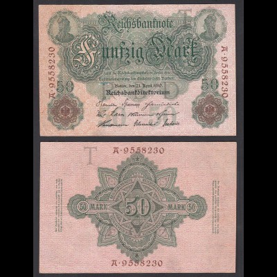 Reichsbanknote 50 Mark 1910 Ro 42 Pick 41 T/A F/VF (3/4) (29489