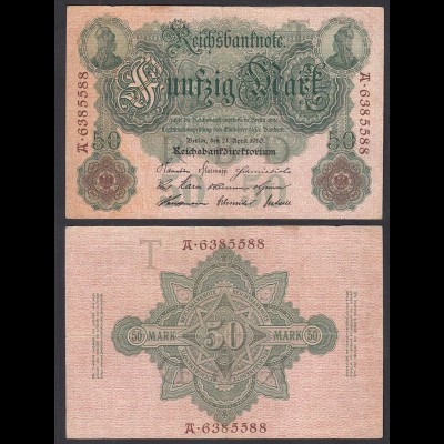 Reichsbanknote 50 Mark 1910 Ro 42 Pick 41 T/A F (4) (29490