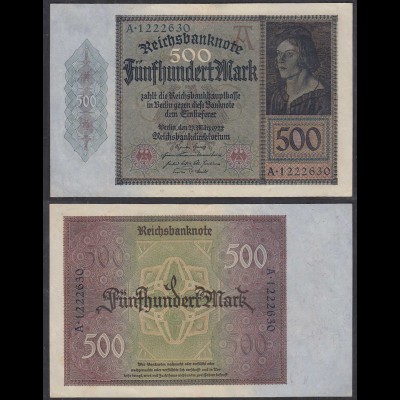 Germany 500 Mark 1922 Serie A 7-stellig Ro 70 Pick 73 XF- (2-) (29491