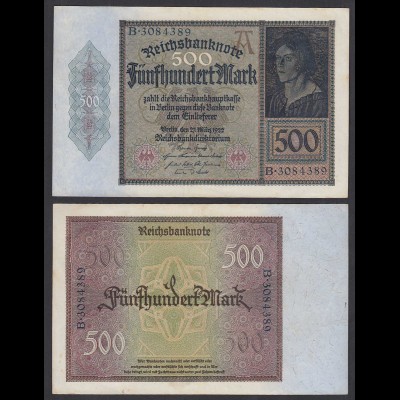Germany 500 Mark 1922 Serie B 7-stellig Ro 70 Pick 73 VF+ (3+) (29492