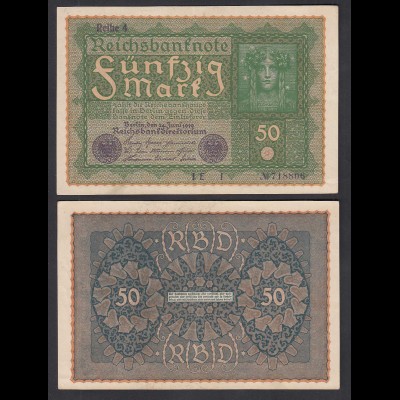 Ro 62d 50 Mark Reichsbanknote1919 Pick 66 Reihe 4 - IE i VF+ (3+) (29511