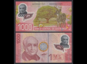 COSTA RICA 1000 Colones Banknote 2009 Pick 274a VF (3) Li-Polymer (29635