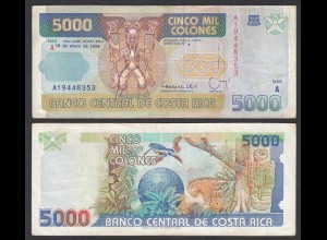 COSTA RICA 5000 5.000 Colones Banknote 1995 Pick 260b VF (3) (29636