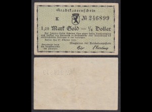 1,05 Mark Gold 1/4 Dollar 1923 Berlin Stadtkassenschein (29645