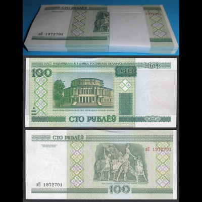 Weißrussland - Belarus 100 Rubel 2000 UNC Pick Nr. 26a - BUNDLE á 100 Stück