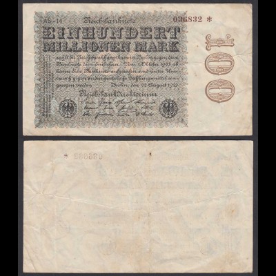 Ro 106L - 100 Millionen Mark 1923 FZ: AS BZ: 14 mit Star dunkelbraun (29711