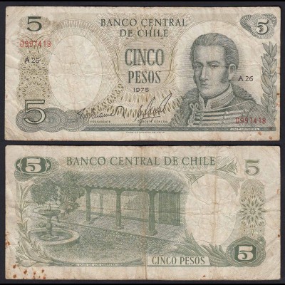 CHILE - 5 Pesos Banknote 1975 Pick 149a VG (5) (19711