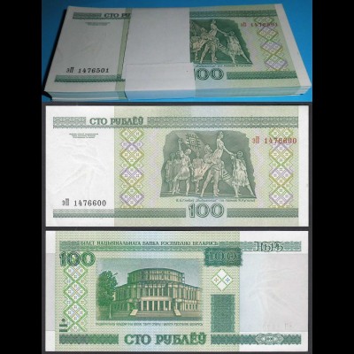 Weißrussland - Belarus 100 Rubel 2000 UNC Pick 26 BUNDLE á 100 Stück (90109