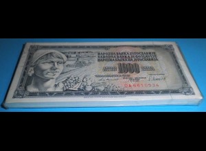 Jugoslawien - Yugoslavia Bundle 100 Stück 1000 Dinara 4.11.1981 Pick 92d UNC (1)
