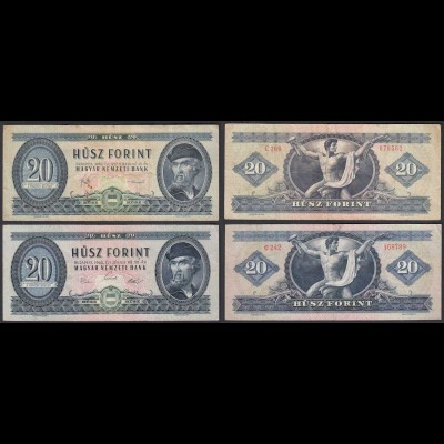 UNGARN - Hungary - 2 x 20 Forint 1969 + 1980 Pick 169e + g F/VF (3/4) (29804