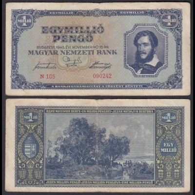 UNGARN - HUNGARY - 1 Million Pengö 1945 Pick 122 F- (4-) 29807