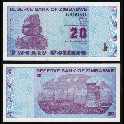 Simbabwe - Zimbabwe 20 Dollars 2009 UNC Pick 95 UNC (1) (17902