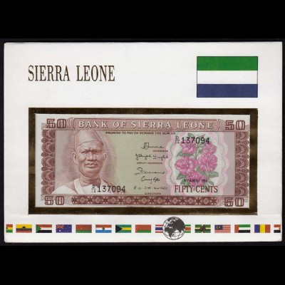 SIERRA LEONE 50 Cents Banknotenbrief der Welt 1984 UNC Pick 4e (15457