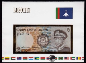 LESOTHO - 2 Maloti Banknotenbrief der Welt UNC Pick 4 (15449