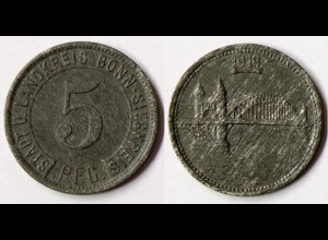 Bonn Siegburg 5 Pfennig Notgeld 1919 Zinck Funck 52.5 (R931