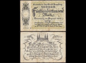 Bamberg 500.000 Mark Banknote 1923 Notgeld Starnote (13838