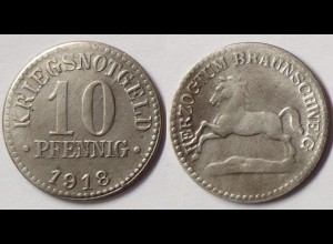 BRAUNSCHWEIG 10 Pfennig Notgeld Kriegsgeld 1918 Eisen Funck 56.2a (R946