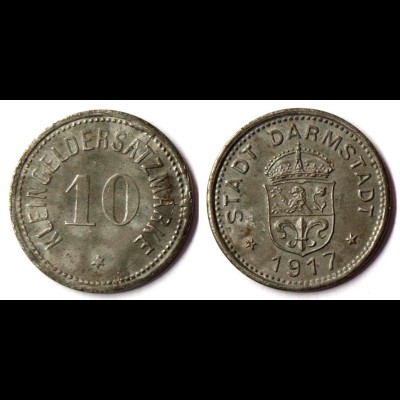 DARMSTADT 10 Pfennig Notgeld Kleingeldersatz 1917 Zink Funck 88.2a (R944