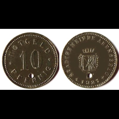 ABENSBERG 10 Pfennig Notgeld 1921 Zink Funck 3.6 (R859