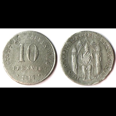 ASCHAFFENBURG 10 Pfennig Notgeld 1917 Zink Funck 23.2 A (R885