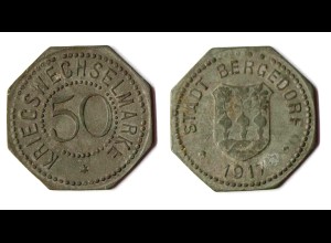 BERGEDORF 50 Pfennig Kriegswechselmarke Notgeld 1917 Zink Funck 36.3 (R908