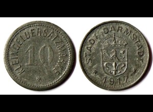 DARMSTADT 10 Pfennig Notgeld Kleingeldersatz 1917 Zink Funck 88.1 (R942