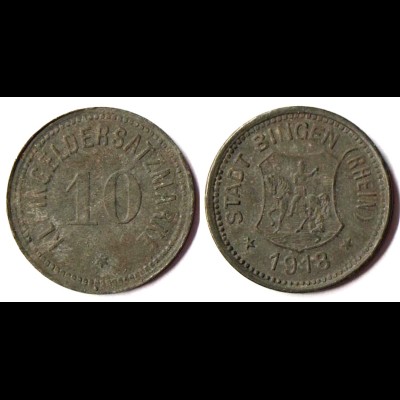 BINGEN 10 Pfennid 1918 Kleingeldersatz Notgeld Zink Funck 41,1 (R922
