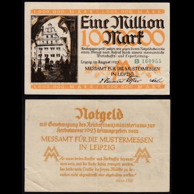 Leipzig 1 Millionen Mark 1923 Messeamt für Mustermessen Serie B (14761