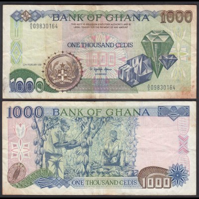 Ghana 1000 Cedis Banknote 1991 Pick 29a VG (5) (25183